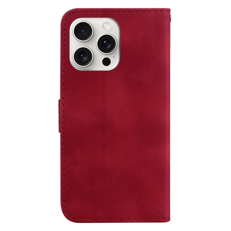 For iPhone 16 Pro Max Seven-shaped Embossed Leather Phone Case(Red) - iPhone 16 Pro Max Cases by buy2fix | Online Shopping UK | buy2fix