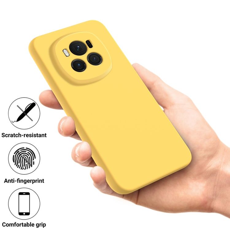 For Honor Magic6 Pure Color Liquid Silicone Shockproof Phone Case(Yellow) - Honor Cases by buy2fix | Online Shopping UK | buy2fix