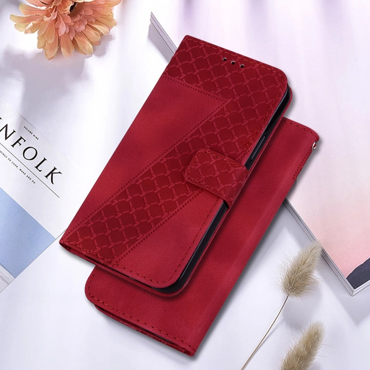 For Google Pixel 9 Pro 7-shaped Embossed Leather Phone Case(Red) - Google Cases by buy2fix | Online Shopping UK | buy2fix