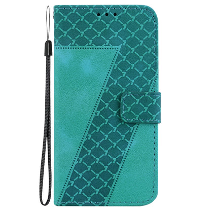 For Google Pixel 9 7-shaped Embossed Leather Phone Case(Green) - Google Cases by buy2fix | Online Shopping UK | buy2fix