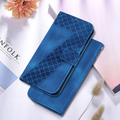 For Google Pixel 9 7-shaped Embossed Leather Phone Case(Blue) - Google Cases by buy2fix | Online Shopping UK | buy2fix