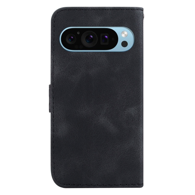 For Google Pixel 9 7-shaped Embossed Leather Phone Case(Black) - Google Cases by buy2fix | Online Shopping UK | buy2fix