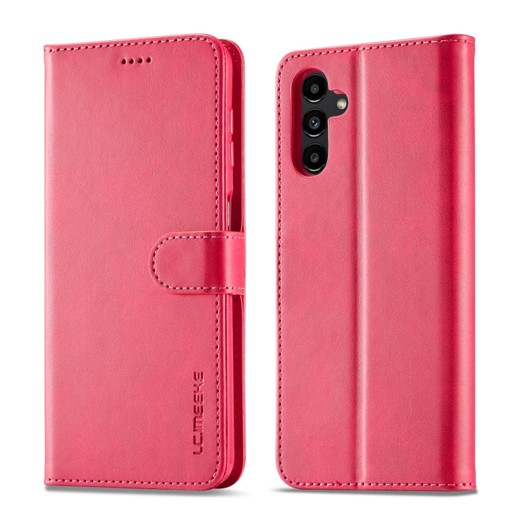 For Samsung Galaxy A25 LC.IMEEKE Calf Texture Leather Phone Case(Red) - Galaxy Phone Cases by LC.IMEEKE | Online Shopping UK | buy2fix