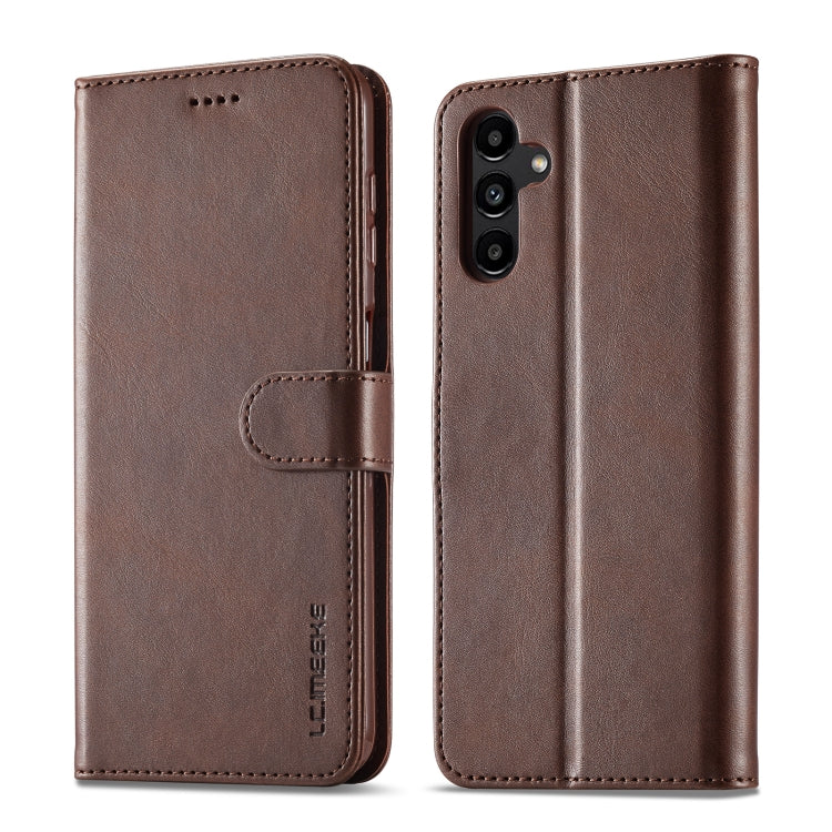 For Samsung Galaxy A25 LC.IMEEKE Calf Texture Leather Phone Case(Coffee) - Galaxy Phone Cases by LC.IMEEKE | Online Shopping UK | buy2fix