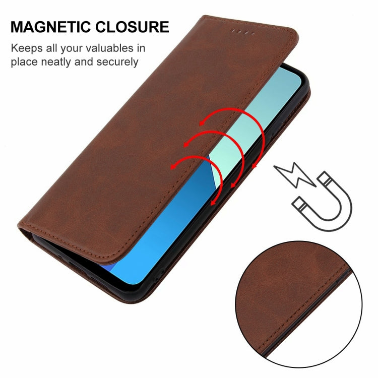 For Xiaomi Redmi Note 13 4G Magnetic Closure Leather Phone Case(Brown) - Note 13 Cases by buy2fix | Online Shopping UK | buy2fix