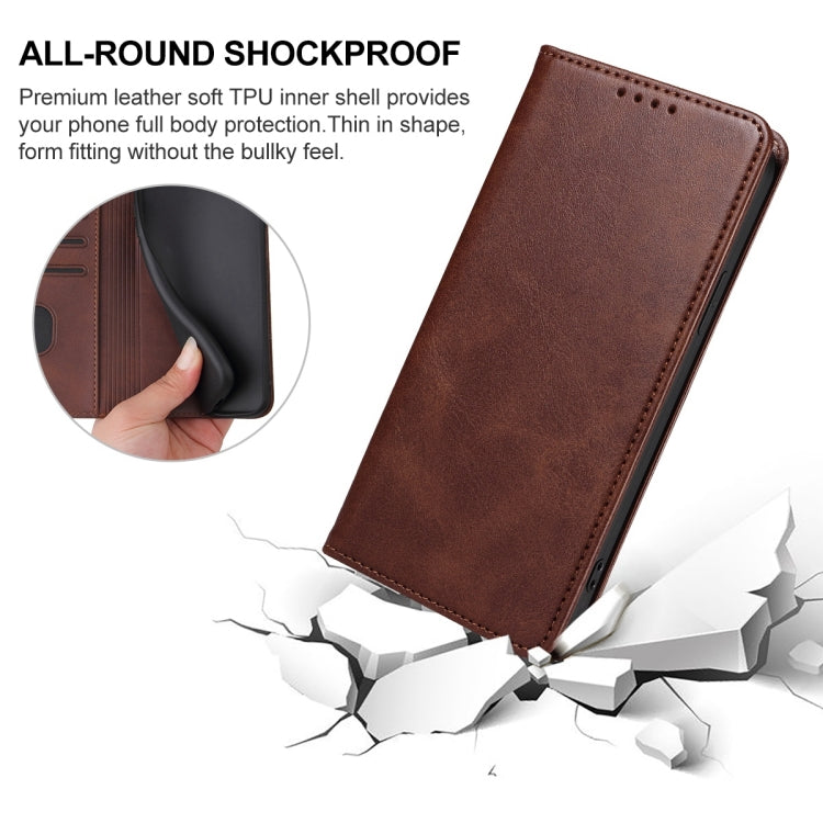 For Xiaomi Redmi Note 13 4G Magnetic Closure Leather Phone Case(Brown) - Note 13 Cases by buy2fix | Online Shopping UK | buy2fix