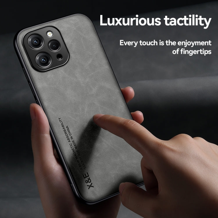 For Xiaomi 14 Skin Feel Magnetic Leather Back Phone Case(Dark Grey) - 14 Cases by buy2fix | Online Shopping UK | buy2fix