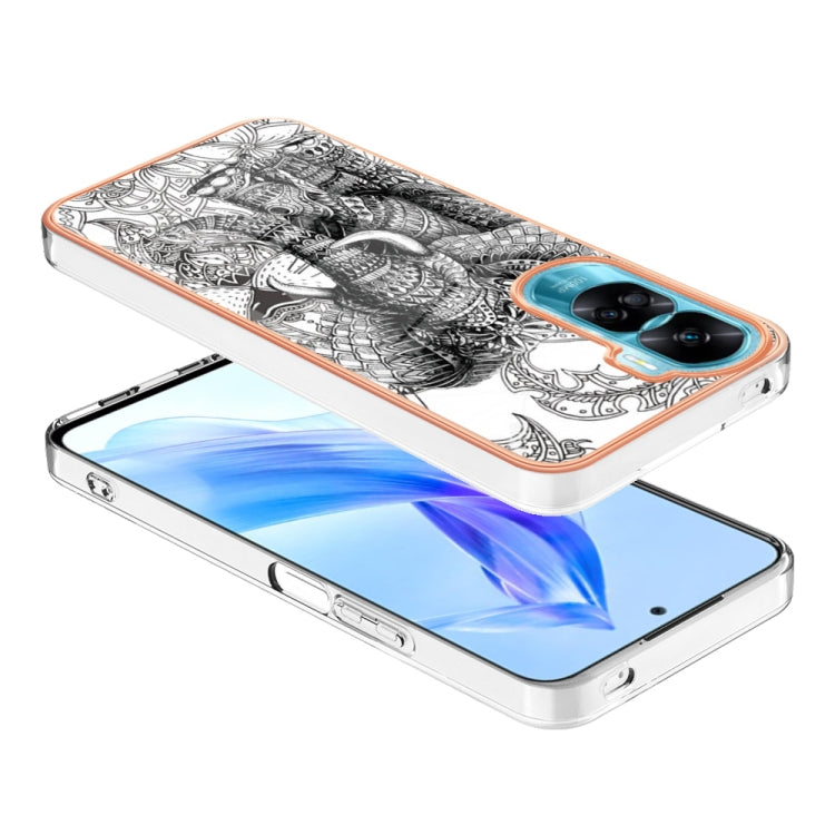 For Honor 90 Lite 5G Electroplating Marble Dual-side IMD Phone Case(Totem Elephant) - Honor Cases by buy2fix | Online Shopping UK | buy2fix