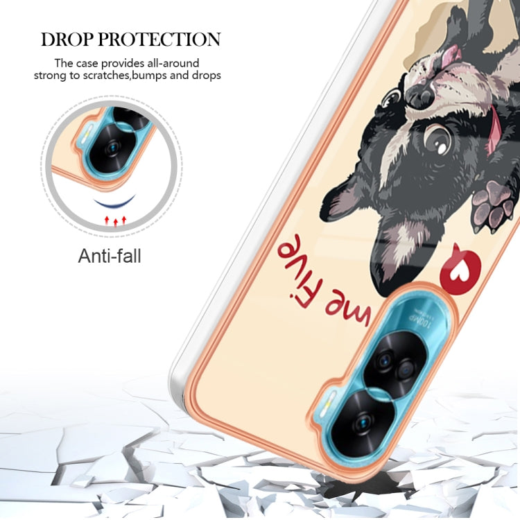 For Honor 90 Lite 5G Electroplating Marble Dual-side IMD Phone Case(Lucky Dog) - Honor Cases by buy2fix | Online Shopping UK | buy2fix