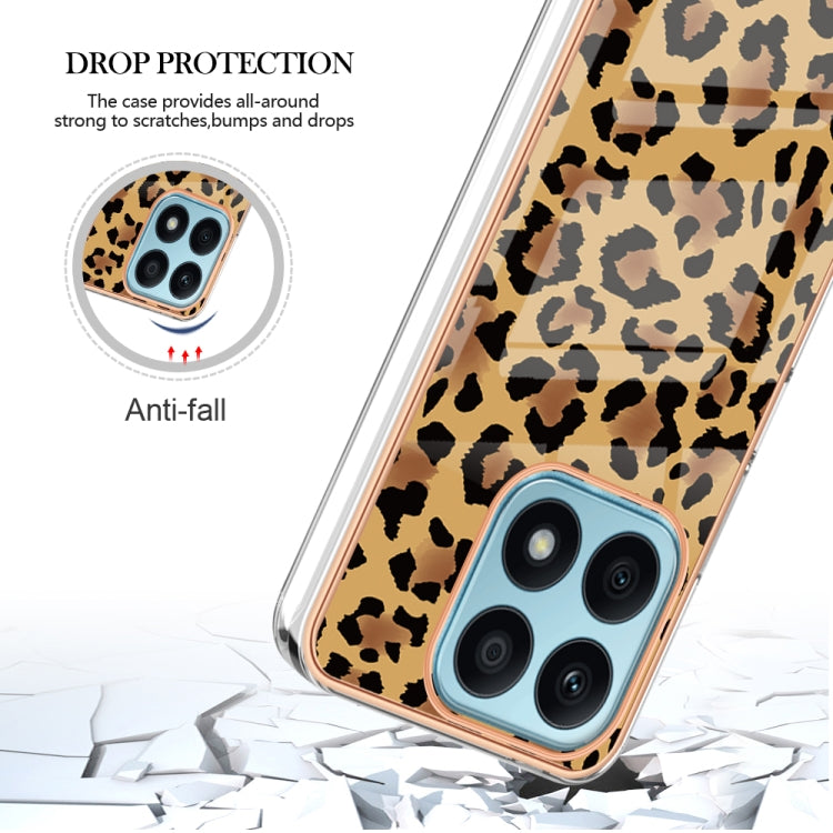 For Honor X8a Electroplating Marble Dual-side IMD Phone Case(Leopard Print) - Honor Cases by buy2fix | Online Shopping UK | buy2fix