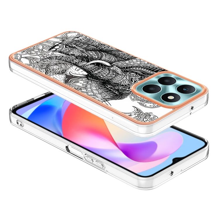 For Honor X6a Electroplating Marble Dual-side IMD Phone Case(Totem Elephant) - Honor Cases by buy2fix | Online Shopping UK | buy2fix