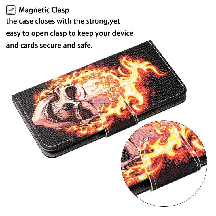 For iPhone 16 Pro Max 3D Colored Drawing Flip Leather Phone Case(Flame Skull) - iPhone 16 Pro Max Cases by buy2fix | Online Shopping UK | buy2fix