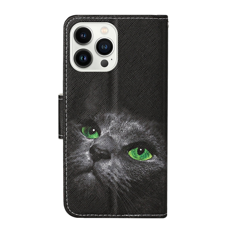 For iPhone 16 Pro 3D Colored Drawing Flip Leather Phone Case(Black Cat) - iPhone 16 Pro Cases by buy2fix | Online Shopping UK | buy2fix