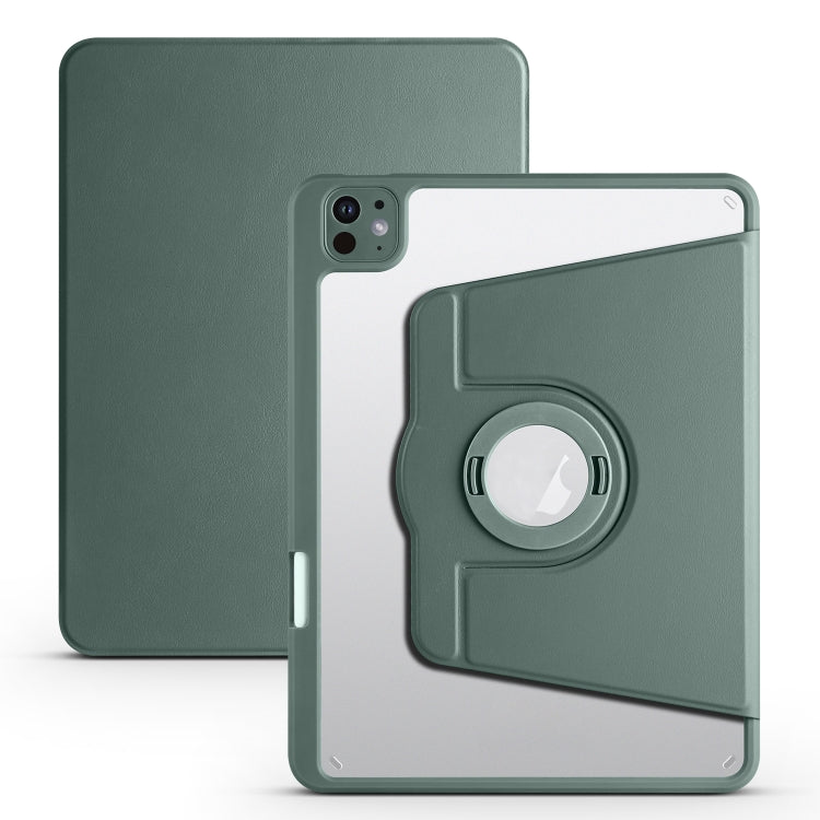 For iPad Pro 13 2024 Acrylic 360 Rotation Detachable Leather Tablet Case(Deep Green) - iPad Pro 13 2024 Cases by buy2fix | Online Shopping UK | buy2fix