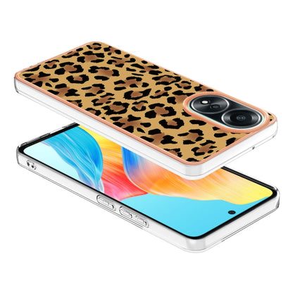 For OPPO A58 4G Electroplating Marble Dual-side IMD Phone Case(Leopard Print) - OPPO Cases by buy2fix | Online Shopping UK | buy2fix