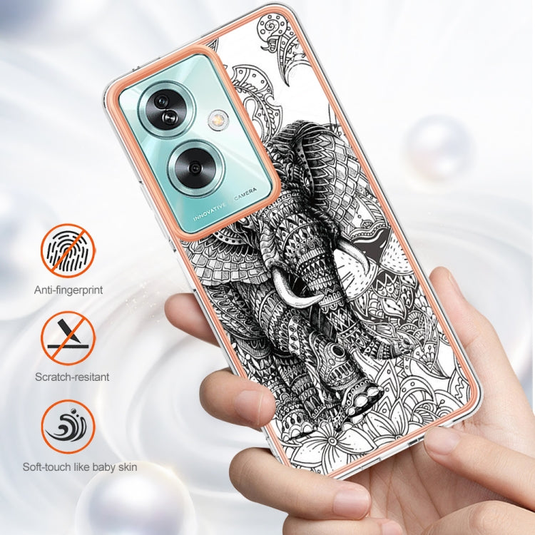 For OPPO A79 5G Global Electroplating Marble Dual-side IMD Phone Case(Totem Elephant) - OPPO Cases by buy2fix | Online Shopping UK | buy2fix