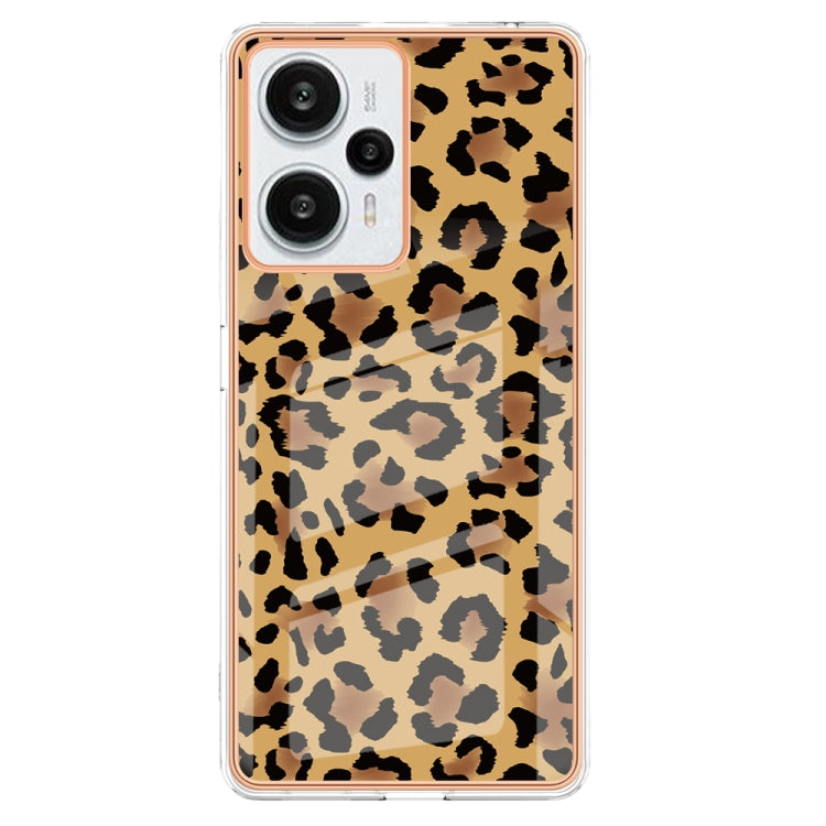 For Xiaomi Poco F5 / Redmi Note 12 Turbo Electroplating Marble Dual-side IMD Phone Case(Leopard Print) - Xiaomi Cases by buy2fix | Online Shopping UK | buy2fix