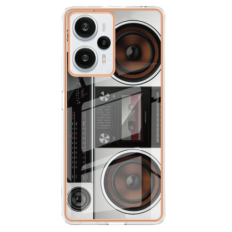 For Xiaomi Poco F5 / Redmi Note 12 Turbo Electroplating Marble Dual-side IMD Phone Case(Retro Radio) - Xiaomi Cases by buy2fix | Online Shopping UK | buy2fix