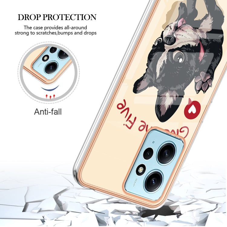 For Xiaomi Redmi Note 12 4G Electroplating Marble Dual-side IMD Phone Case(Lucky Dog) - Xiaomi Cases by buy2fix | Online Shopping UK | buy2fix