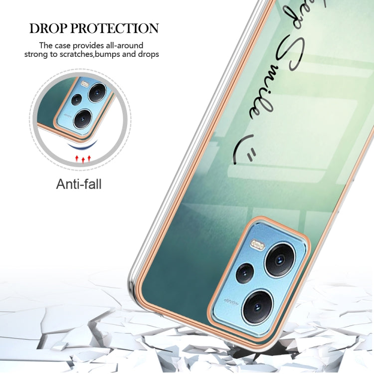 For Xiaomi Redmi Note 12 5G Global Electroplating Marble Dual-side IMD Phone Case(Smile) - Xiaomi Cases by buy2fix | Online Shopping UK | buy2fix