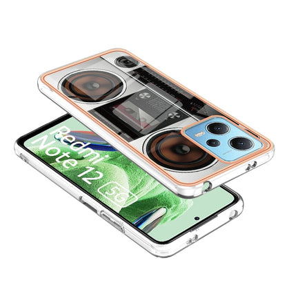 For Xiaomi Redmi Note 12 5G Global Electroplating Marble Dual-side IMD Phone Case(Retro Radio) - Xiaomi Cases by buy2fix | Online Shopping UK | buy2fix