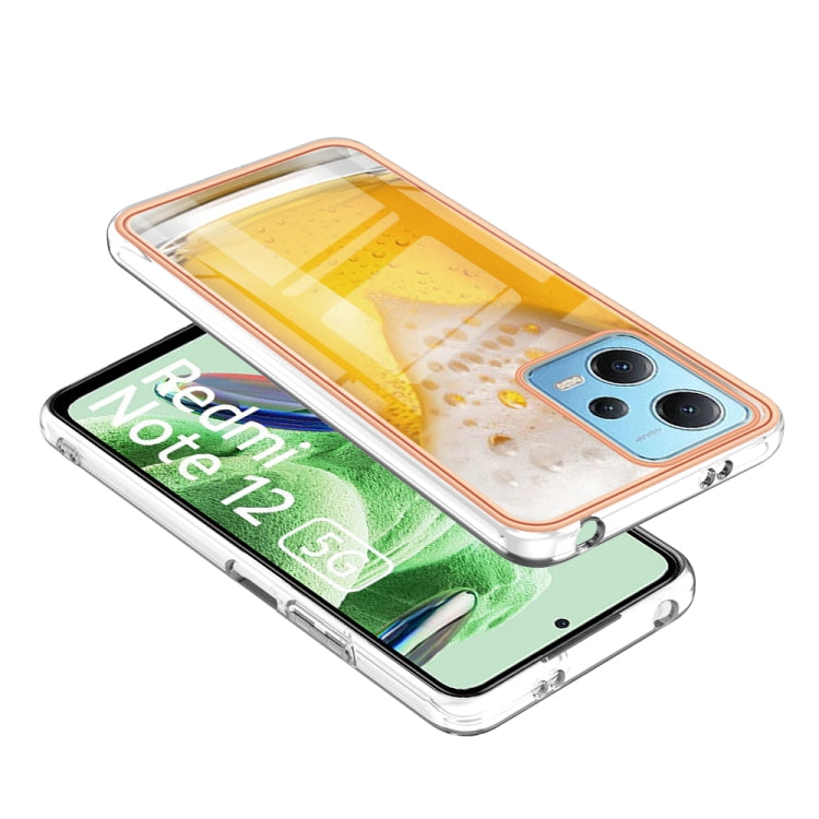 For Xiaomi Redmi Note 12 5G Global Electroplating Marble Dual-side IMD Phone Case(Draft Beer) - Xiaomi Cases by buy2fix | Online Shopping UK | buy2fix