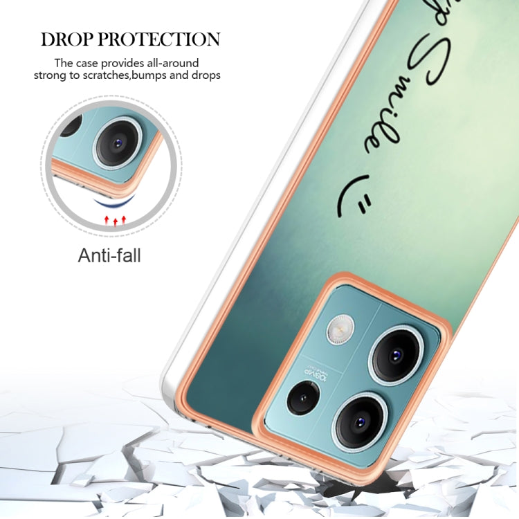 For Xiaomi Redmi Note 13 5G Electroplating Marble Dual-side IMD Phone Case(Smile) - Note 13 Cases by buy2fix | Online Shopping UK | buy2fix