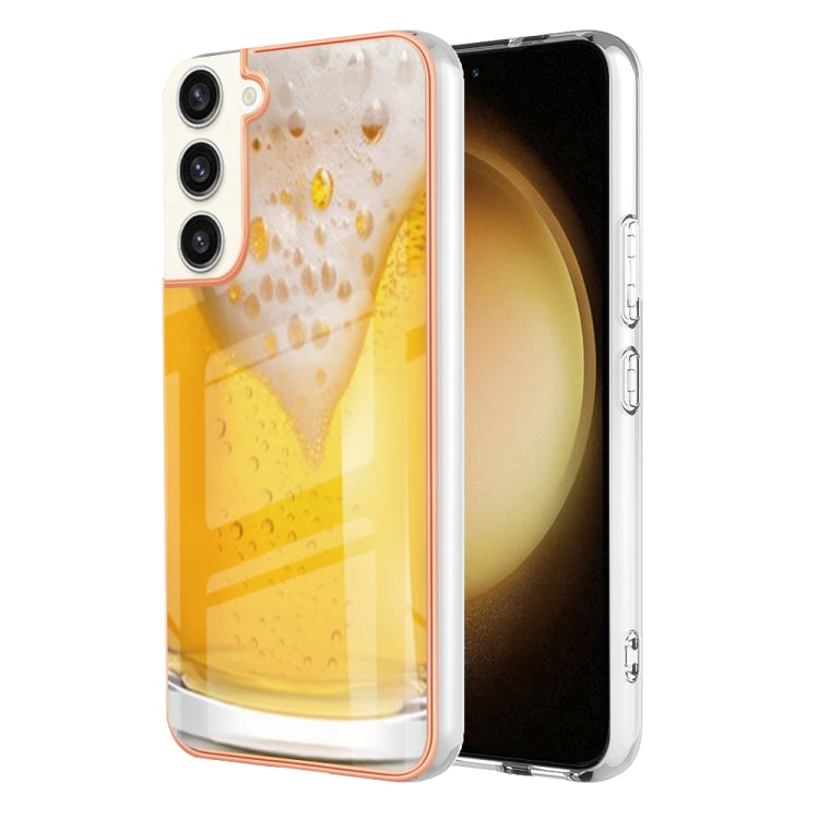 For Samsung Galaxy S22+ 5G Electroplating Marble Dual-side IMD Phone Case(Draft Beer) - Galaxy S22+ 5G Cases by buy2fix | Online Shopping UK | buy2fix