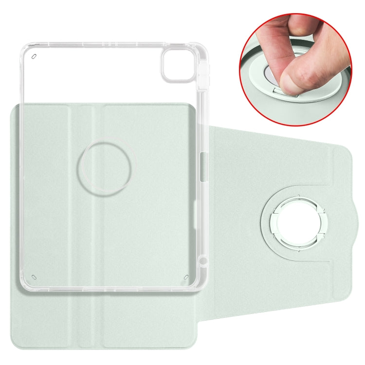 For iPad Air 13 2024 Clear Acrylic 360 Rotation Detachable Leather Tablet Case(Light Green) - iPad Air 13 2024 Cases by buy2fix | Online Shopping UK | buy2fix