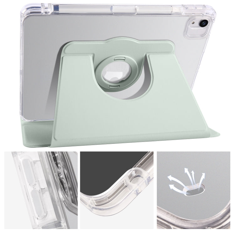 For iPad Air 13 2024 Clear Acrylic 360 Rotation Detachable Leather Tablet Case(Light Green) - iPad Air 13 2024 Cases by buy2fix | Online Shopping UK | buy2fix