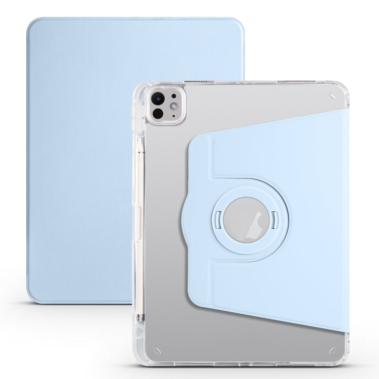 For iPad Pro 13 2024 Clear Acrylic 360 Rotation Detachable Leather Tablet Case(Ice Blue) - iPad Pro 13 2024 Cases by buy2fix | Online Shopping UK | buy2fix