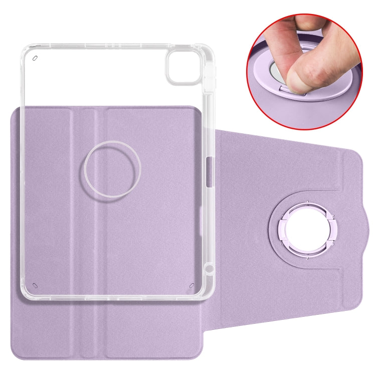 For iPad Pro 13 2024 Clear Acrylic 360 Rotation Detachable Leather Tablet Case(Light Purple) - iPad Pro 13 2024 Cases by buy2fix | Online Shopping UK | buy2fix