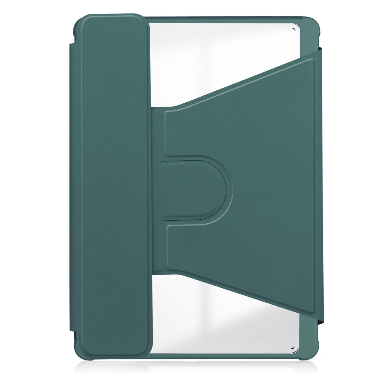 For Samsung Galaxy Tab S9 FE+ 360 Rotation Transparent Smart Leather Case with Keyboard(Dark Green) - Galaxy Tab S9 FE+ by buy2fix | Online Shopping UK | buy2fix