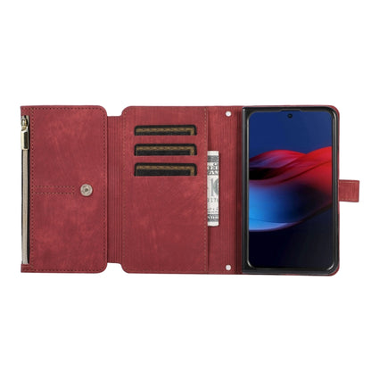 For Google Pixel Fold Dream 9-Card Wallet Zipper Bag Leather Phone Case(Red) - Google Cases by buy2fix | Online Shopping UK | buy2fix