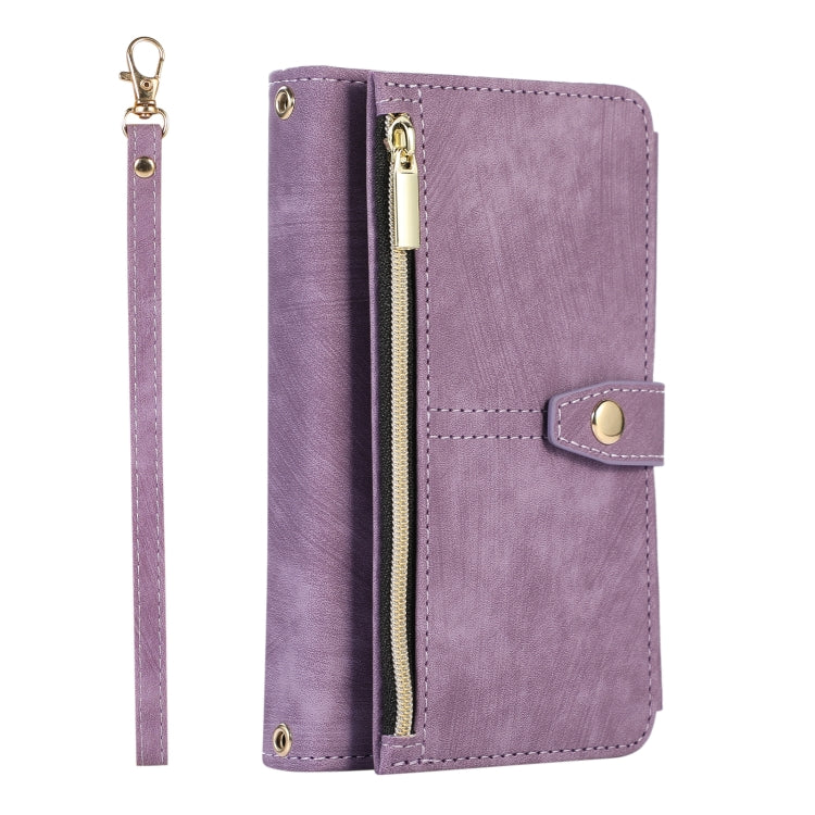 For Google Pixel Fold Dream 9-Card Wallet Zipper Bag Leather Phone Case(Purple) - Google Cases by buy2fix | Online Shopping UK | buy2fix