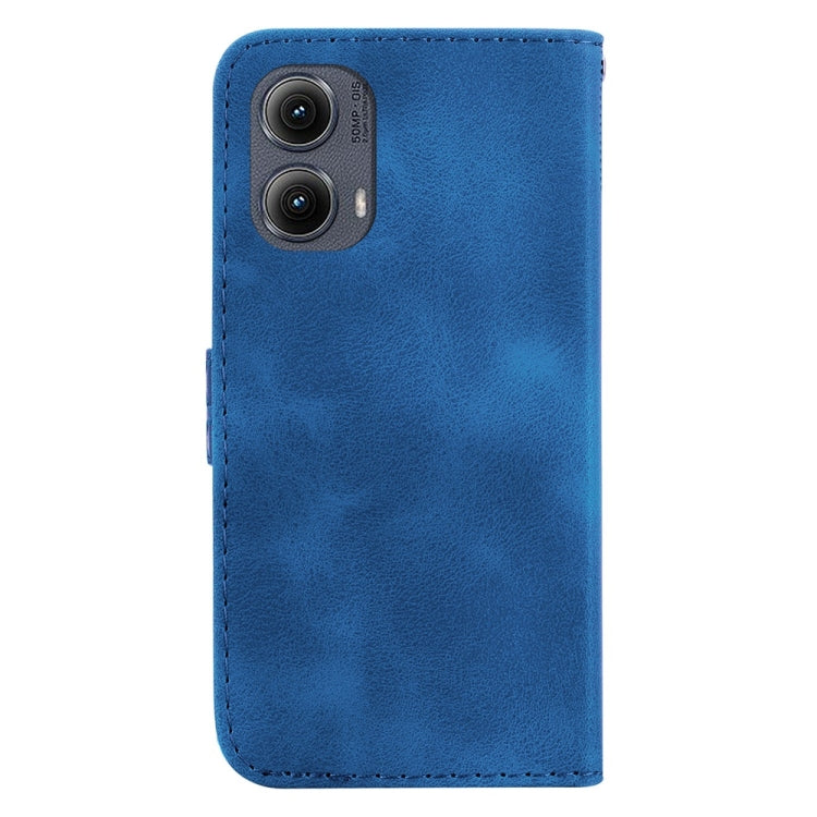 For Motorola Edge 2024 Seven-shaped Embossed Leather Phone Case(Blue) - Motorola Cases by buy2fix | Online Shopping UK | buy2fix