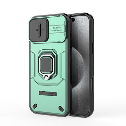 For iPhone 16 Pro Max Sliding Camshield TPU + PC Shockproof Phone Case with Holder(Green) - iPhone 16 Pro Max Cases by buy2fix | Online Shopping UK | buy2fix