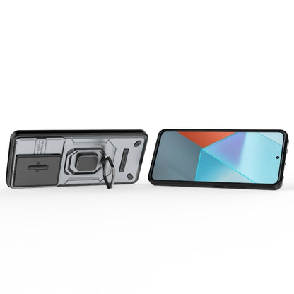 For Xiaomi Redmi Note 13 Pro 5G Sliding Camshield TPU + PC Shockproof Phone Case with Holder(Grey) - Note 13 Pro Cases by buy2fix | Online Shopping UK | buy2fix