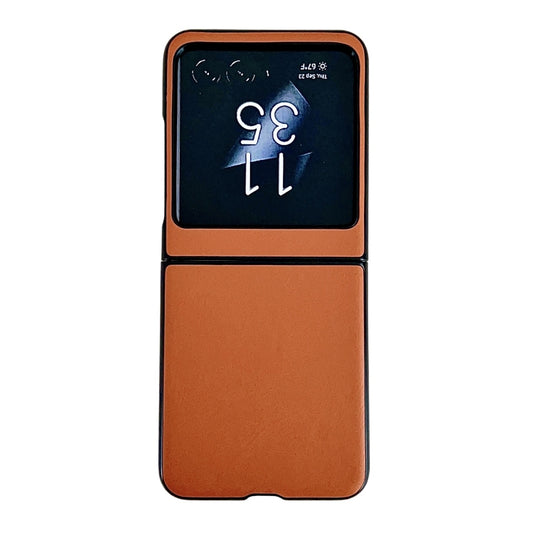 For Motorola Razr 50 Solid Color Leather Texture Phone Case(Orange) - Motorola Cases by buy2fix | Online Shopping UK | buy2fix