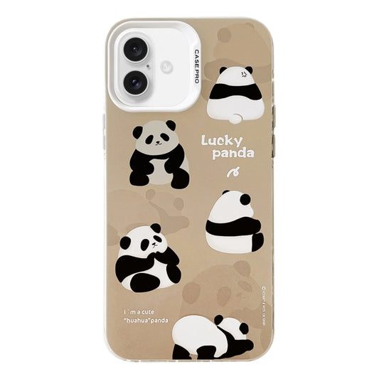 For iPhone 16 Electroplated Silver Series PC Protective Phone Case(Brown Panda) - iPhone 16 Cases by buy2fix | Online Shopping UK | buy2fix