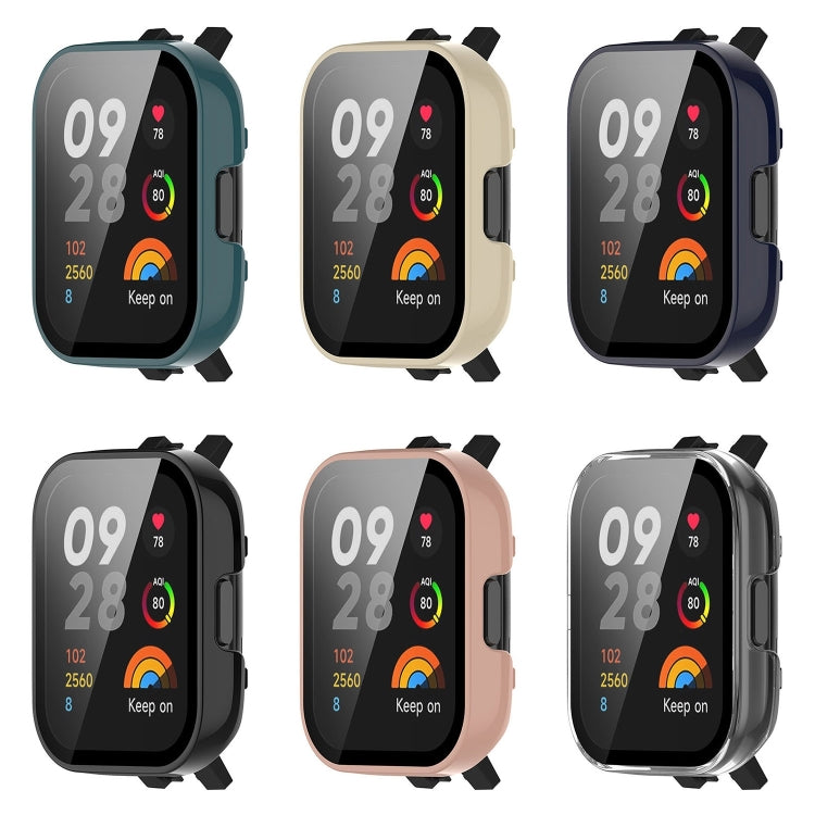 For Redmi Watch 3 Lite / Redmi Watch 3 Active PC + Tempered Film Integrated Watch Protective Case(Black) - Watch Cases by buy2fix | Online Shopping UK | buy2fix