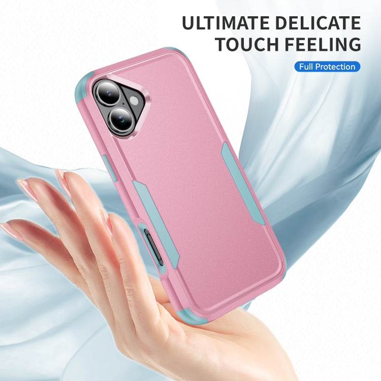 For iPhone 16 Commuter Shockproof TPU + PC Phone Case(Pink+Grey Green) - iPhone 16 Cases by buy2fix | Online Shopping UK | buy2fix