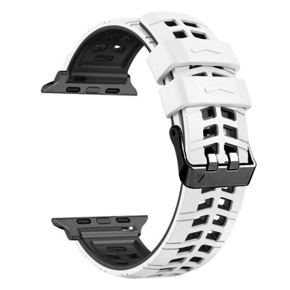 For Apple Watch Ultra 49mm Twill Dual-row Buckle Silicone Watch Band(White Black) - Watch Bands by buy2fix | Online Shopping UK | buy2fix