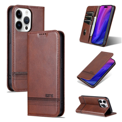 For iPhone 16 Pro AZNS Magnetic Calf Texture Flip Leather Phone Case(Dark Brown) - iPhone 16 Pro Cases by AZNS | Online Shopping UK | buy2fix