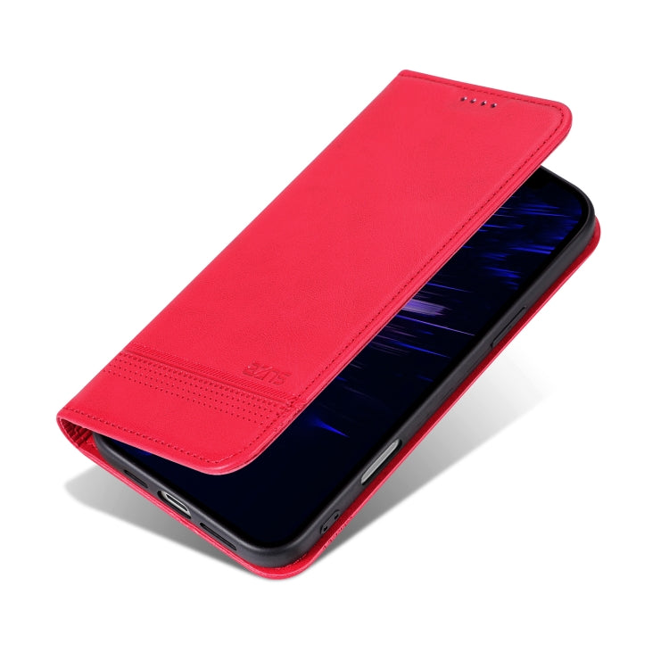 For iPhone 16 Plus AZNS Magnetic Calf Texture Flip Leather Phone Case(Red) - iPhone 16 Plus Cases by AZNS | Online Shopping UK | buy2fix