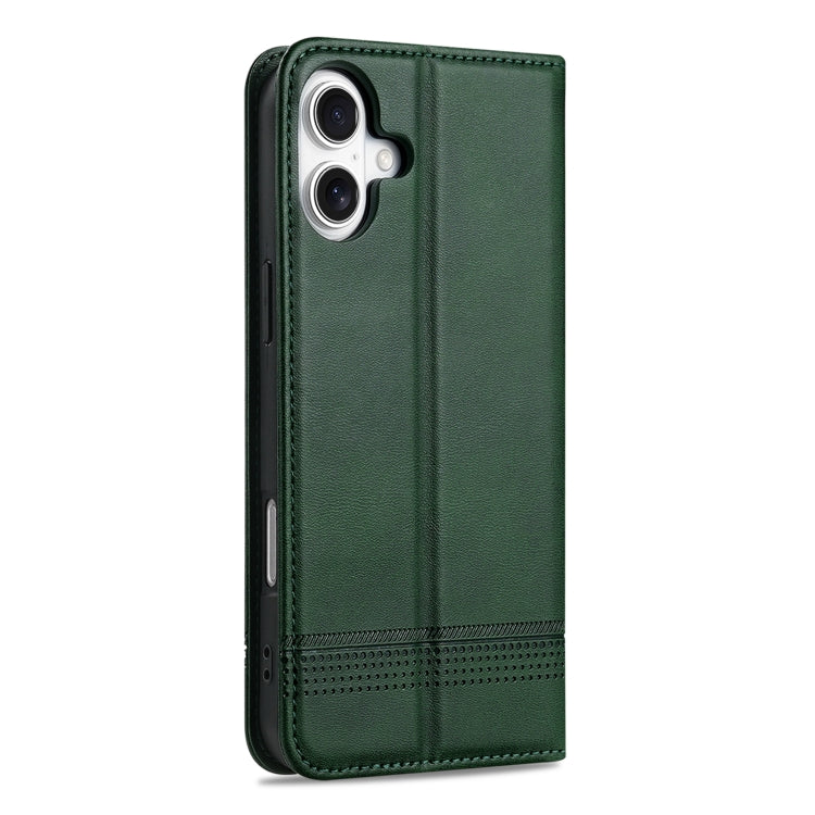 For iPhone 16 Plus AZNS Magnetic Calf Texture Flip Leather Phone Case(Dark Green) - iPhone 16 Plus Cases by AZNS | Online Shopping UK | buy2fix