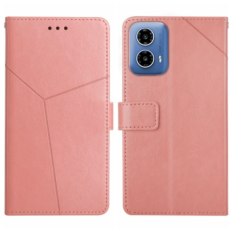 For Motorola Moto G Stylus 5G 2024 HT01 Y-shaped Pattern Flip Leather Phone Case(Pink) - Motorola Cases by buy2fix | Online Shopping UK | buy2fix