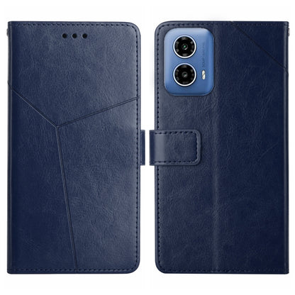 For Motorola Edge 5G 2024 HT01 Y-shaped Pattern Flip Leather Phone Case(Blue) - Motorola Cases by buy2fix | Online Shopping UK | buy2fix