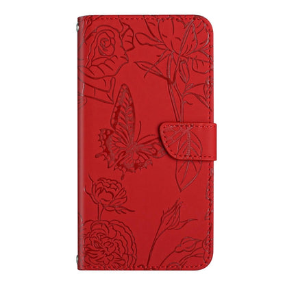 For Motorola Edge 5G 2024 HT03 Skin Feel Butterfly Embossed Flip Leather Phone Case(Red) - Motorola Cases by buy2fix | Online Shopping UK | buy2fix