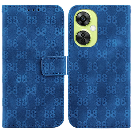 For OnePlus 11 Double 8-shaped Embossed Leather Phone Case(Blue) - OnePlus Cases by buy2fix | Online Shopping UK | buy2fix